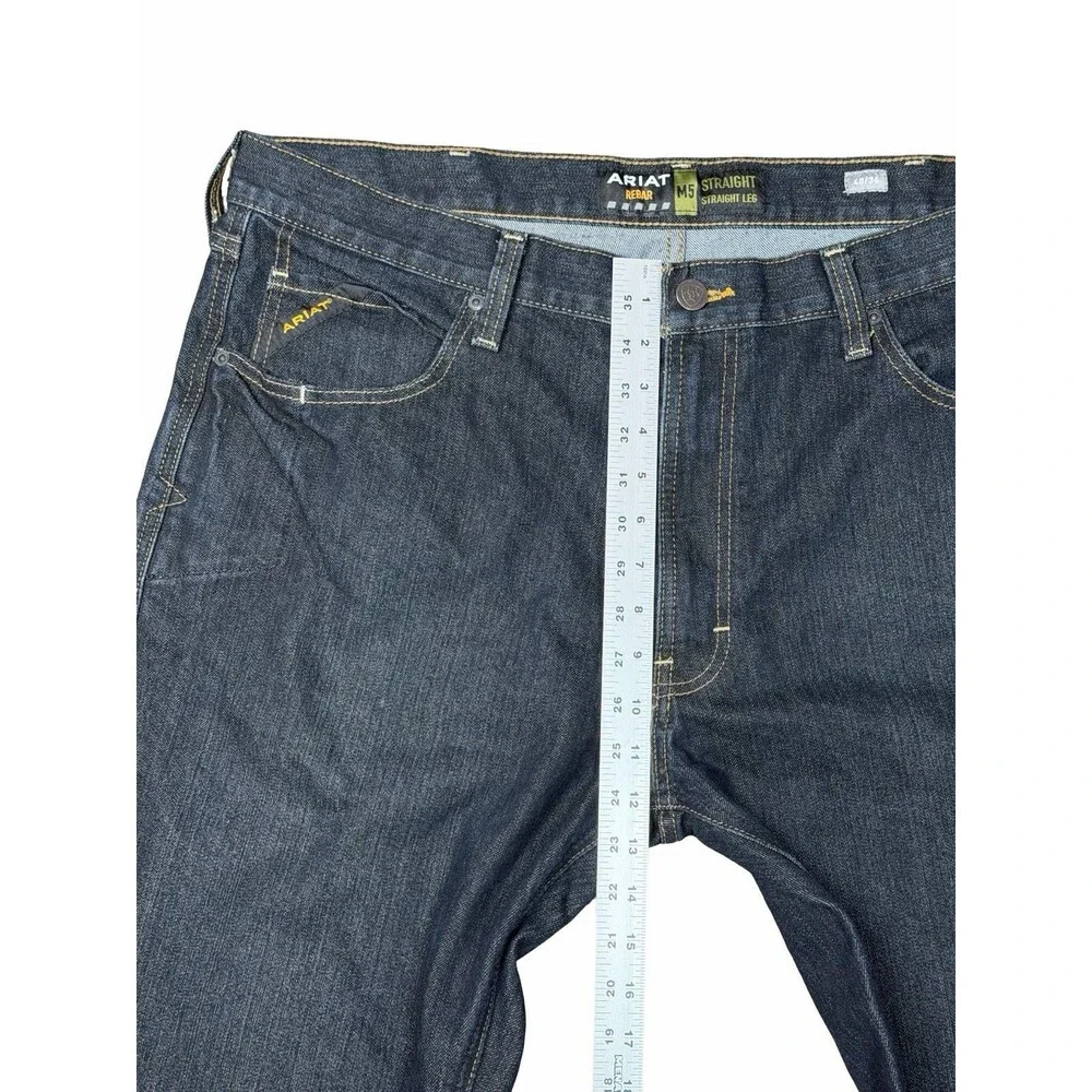 Ariat Rebar M5 Jeans Men's 40x36 Dark Blue Straight Work Durable Denim NWOT - Picture 10 of 13